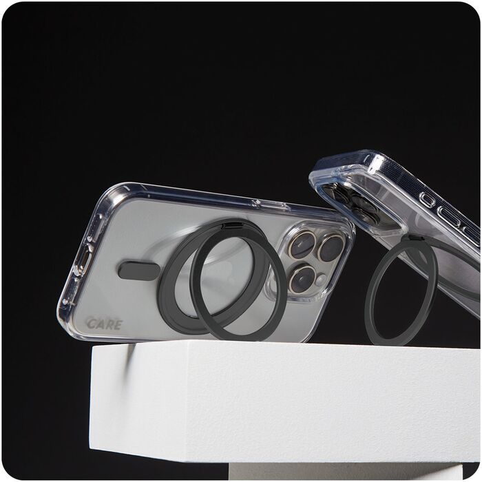 PanzerGlass Care iPhone 16 Pro Max með standi - Glært / svart