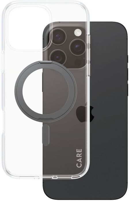 PanzerGlass Care iPhone 16 Pro Max með standi - Glært / svart