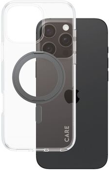 PanzerGlass Care iPhone 16 Pro Max með standi - Glært / svart