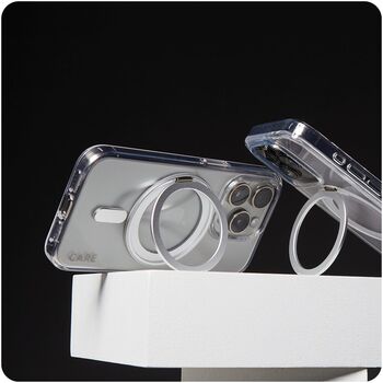 PanzerGlass Care iPhone 16 Plus með standi - Glært / Silfur