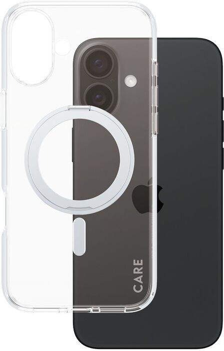 PanzerGlass Care iPhone 16 Plus með standi - Glært / Silfur