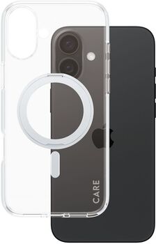 PanzerGlass Care iPhone 16 Plus með standi - Glært / Silfur