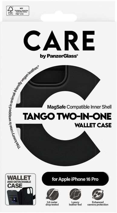 PanzerGlass Care iPhone 16 Pro símaveski - Svart