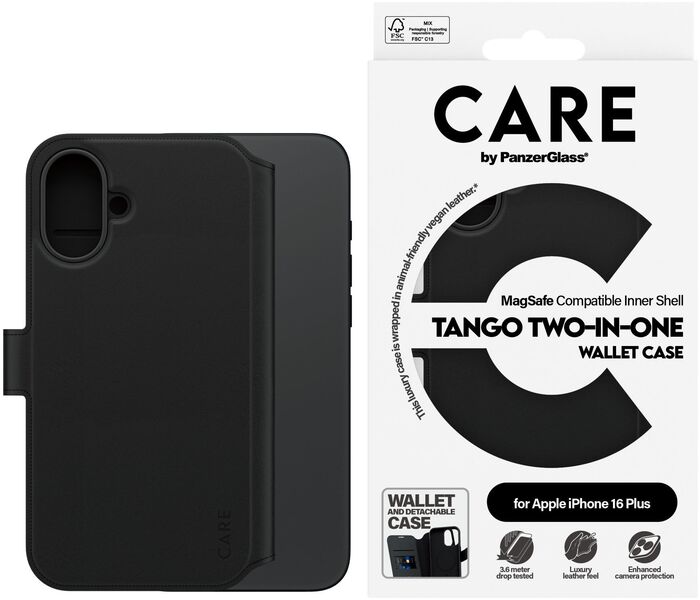 PanzerGlass Care iPhone 16 Plus símaveski - Svart