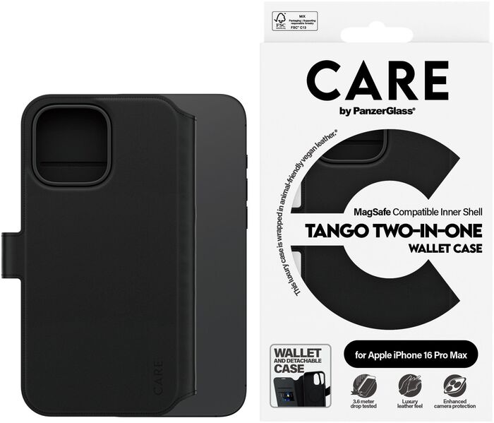 PanzerGlass Care iPhone 16 Pro Max símaveski - Svart