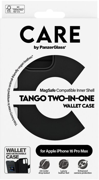 PanzerGlass Care iPhone 16 Pro Max símaveski - Svart
