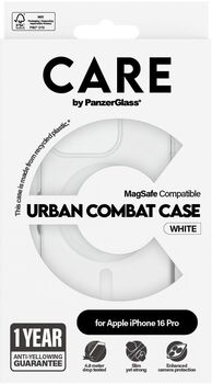 PanzerGlass Care iPhone 16 Pro Urban Combat símahulstur - Glært / hvítt