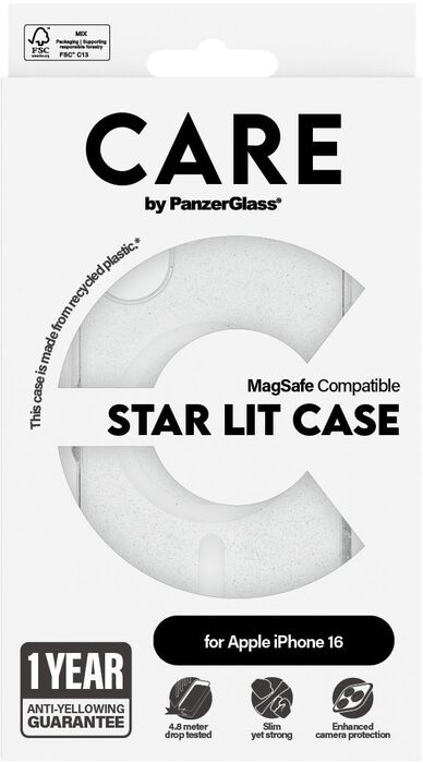PanzerGlass Care iPhone 16 Star Lit símahulstur - Glært