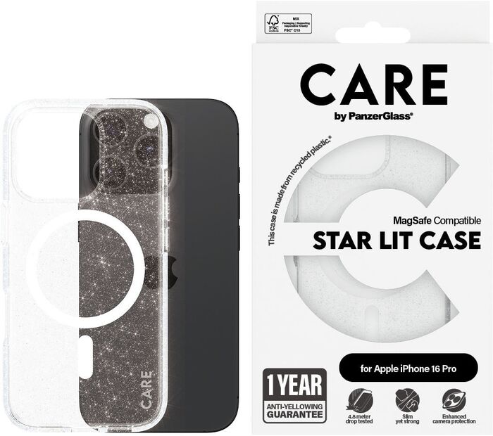 PanzerGlass Care iPhone 16 Pro Star Lit símahulstur - Glært