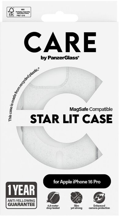 PanzerGlass Care iPhone 16 Pro Star Lit símahulstur - Glært