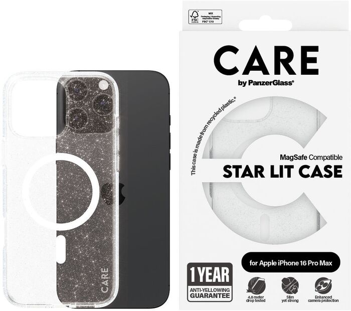 PanzerGlass Care iPhone 16 Pro Max Star Lit símahulstur - Glært