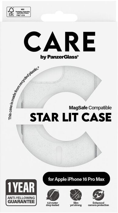 PanzerGlass Care iPhone 16 Pro Max Star Lit símahulstur - Glært