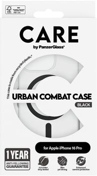 PanzerGlass Care iPhone 16 Pro Urban Combat símahulstur - Glært / svart