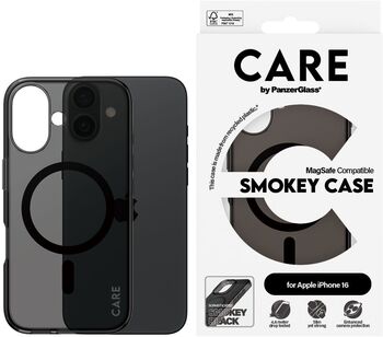 PanzerGlass Care iPhone 16 Smokey símahulstur - Svart