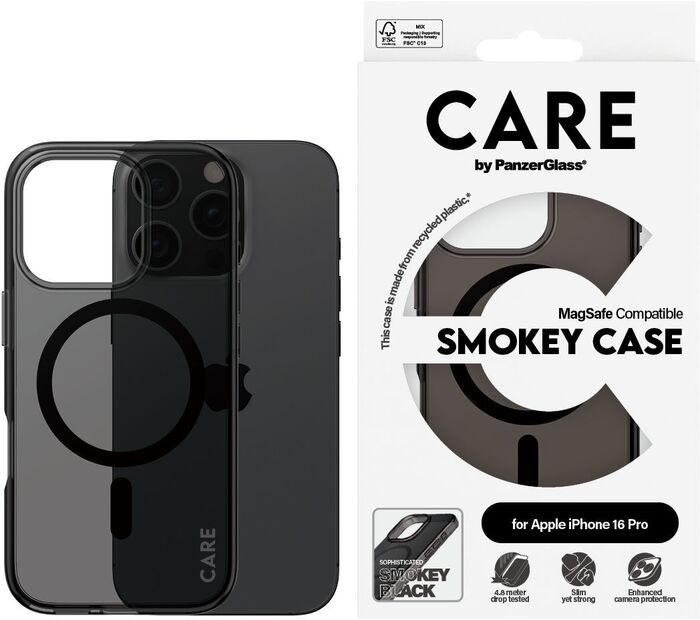 PanzerGlass Care iPhone 16 Pro Smokey símahulstur - Svart