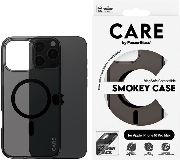 PanzerGlass Care iPhone 16 Pro Max Smokey símahulstur - Svart