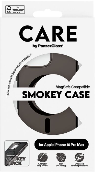 PanzerGlass Care iPhone 16 Pro Max Smokey símahulstur - Svart