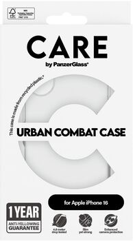 PanzerGlass Care Urban Combat iPhone 16 símahulstur - Glært