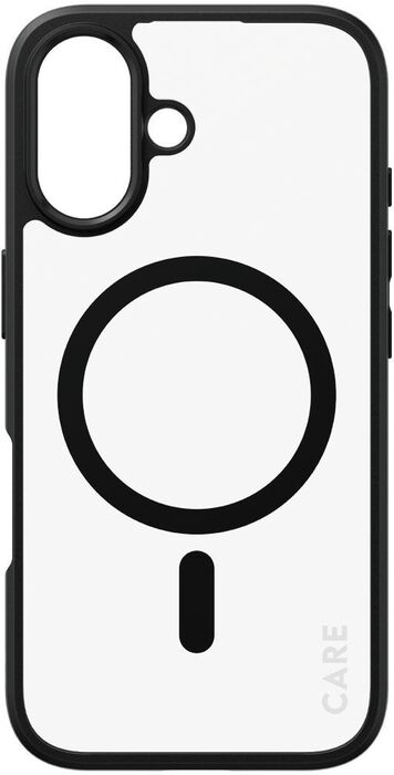 PanzerGlass Care Urban Combat iPhone 16 símahulstur - Glært / svartur rammi