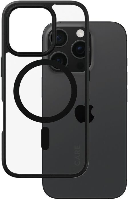 PanzerGlass Care iPhone 16 Pro Urban Combat símahulstur - Glært / svartur rammi