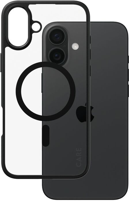 PanzerGlass Care iPhone 16 Plus Urban Combat símahulstur - Glært / svartur rammi