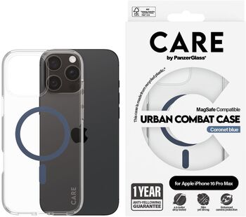 PanzerGlass Care iPhone 16 Pro Max Urban Combat símahulstur - Glært / blátt