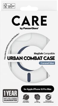 PanzerGlass Care iPhone 16 Pro Max Urban Combat símahulstur - Glært / blátt
