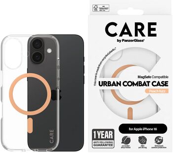 PanzerGlass Care iPhone 16 Urban Combat símahulstur - Bleikt