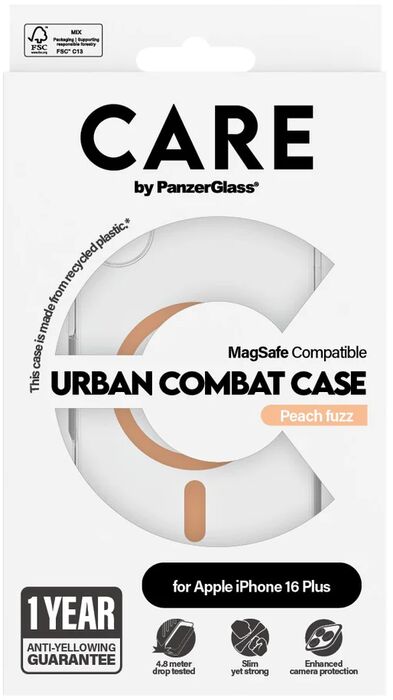 PanzerGlass Care iPhone 16 Plus Urban Combat símahulstur - Bleikt