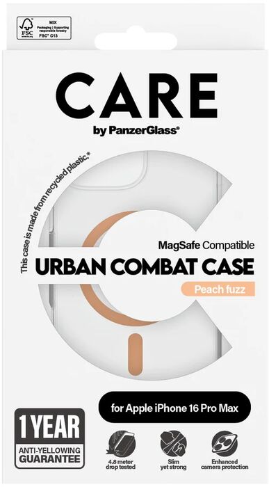 PanzerGlass Care iPhone 16 Pro Max Urban Combat símahulstur - Bleikt
