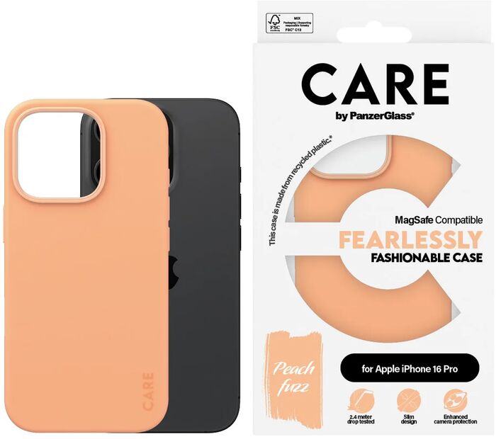 PanzerGlass Care iPhone 16 Pro MagSafe símahulstur - Peach