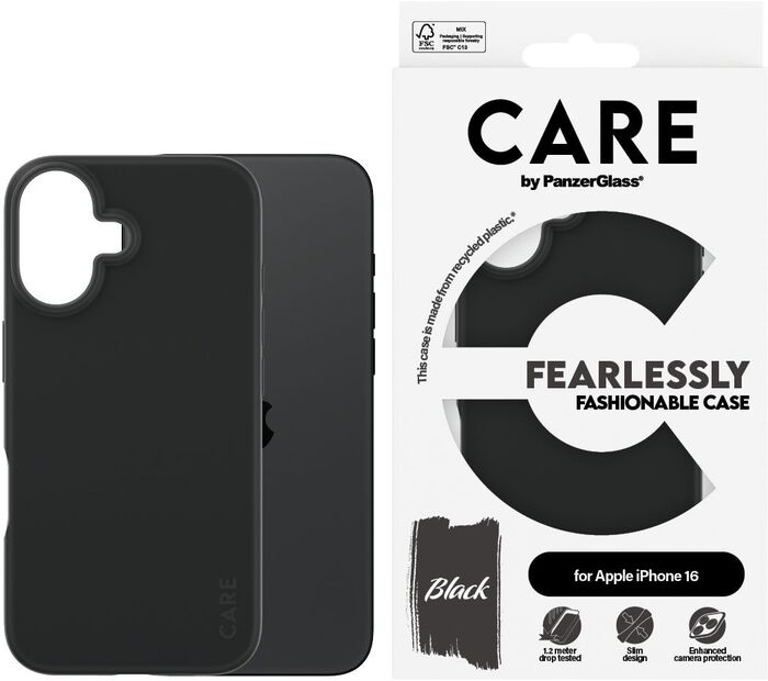PanzerGlass Care iPhone 16 símahulstur - Svart