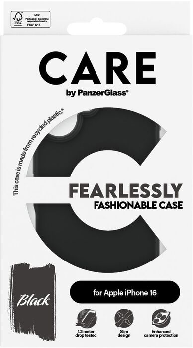PanzerGlass Care iPhone 16 símahulstur - Svart