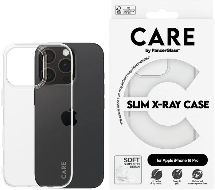 PanzerGlass Care iPhone 16 Pro X-Ray símahulstur - Glært