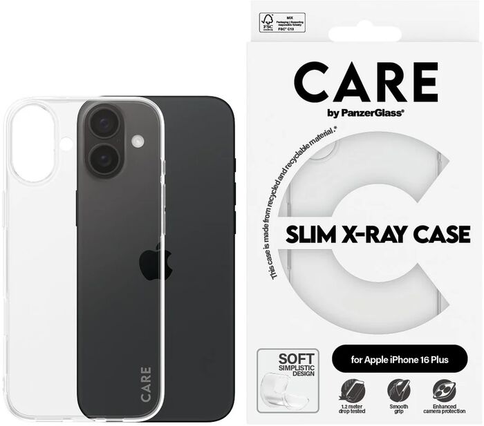 PanzerGlass Care iPhone 16 Plus X-Ray símahulstur - Glært