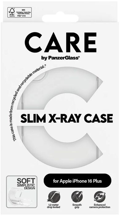 PanzerGlass Care iPhone 16 Plus X-Ray símahulstur - Glært