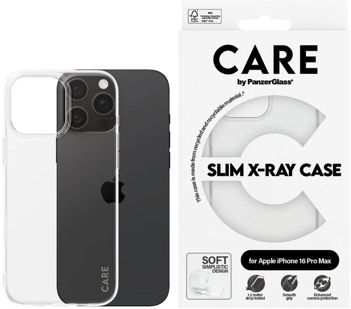 PanzerGlass Care iPhone 16 Pro Max X-Ray símahulstur - Glært