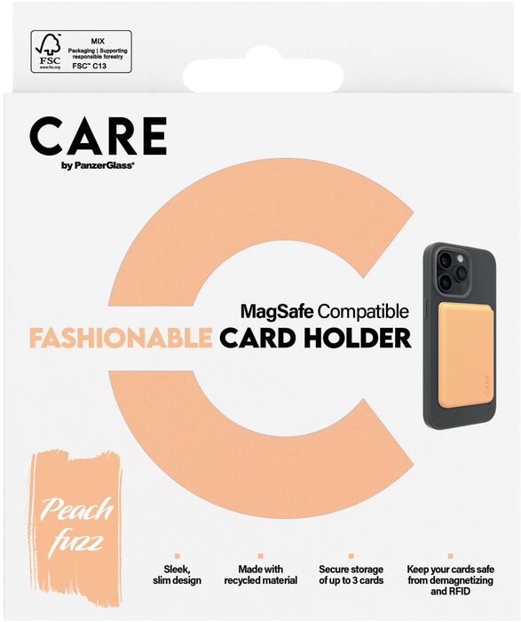 PanzerGlass Care MagSafe kortaveski fyrir iPhone - Peach