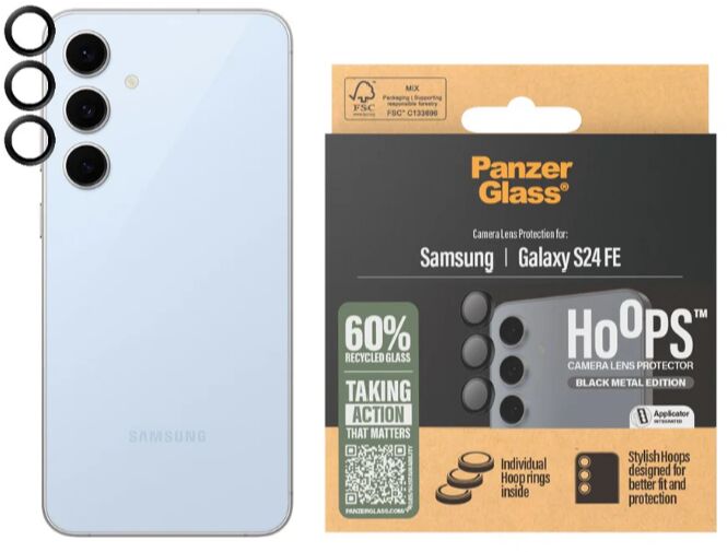 PanzerGlass Samsung Galaxy S24 FE linsuvörn - Svört