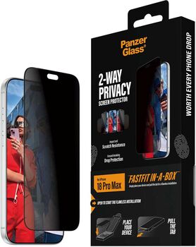 PanzerGlass iPhone 18 Pro Max Fastfit öryggisgler með skjásíu