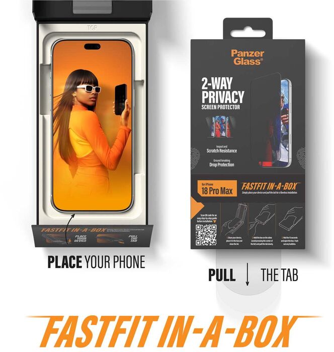 PanzerGlass iPhone 18 Pro Max Fastfit öryggisgler með skjásíu
