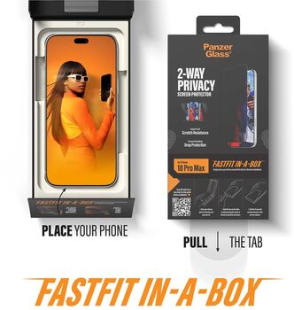 PanzerGlass iPhone 18 Pro Max Fastfit öryggisgler með skjásíu