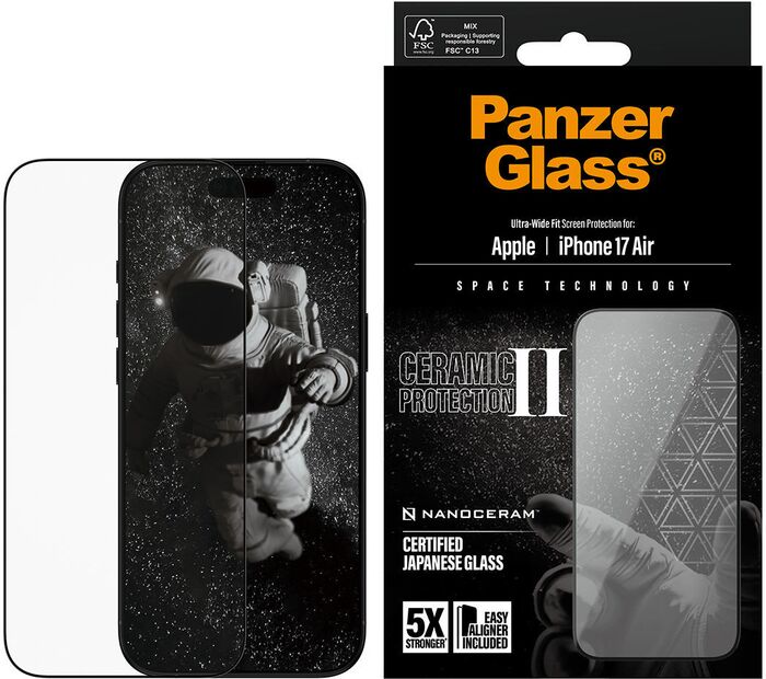 PanzerGlass iPhone Air Ceramic II öryggisgler með EasyAligner