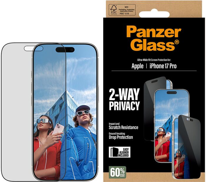 Product image not available for PanzerGlass iPhone 17 Pro öryggisgler með skjásíu og EasyAligner