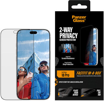 PanzerGlass iPhone 18 Pro Fastfit öryggisgler með skjásíu
