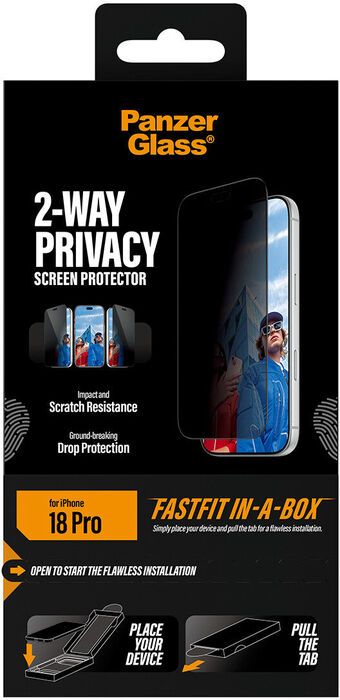PanzerGlass iPhone 18 Pro Fastfit öryggisgler með skjásíu