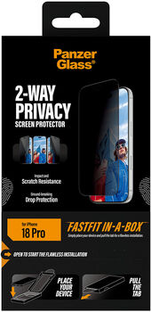 PanzerGlass iPhone 18 Pro Fastfit öryggisgler með skjásíu
