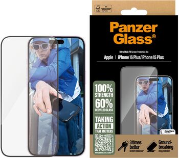 PanzerGlass iPhone 16 Plus öryggisgler með EasyAligner