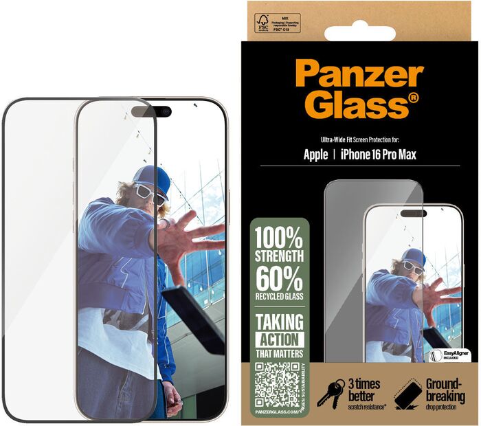 PanzerGlass iPhone 16 Pro Max öryggisgler með EasyAligner