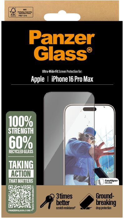 PanzerGlass iPhone 16 Pro Max öryggisgler með EasyAligner